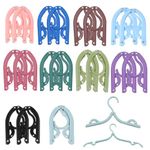 GiantGo 20Pcs Portable Travel Hangers Portable Clothes Hangers Save Space Folding Plastic Clothes Hanger Multifunction Travel Accessories for Holiday Camping and Home Travel Outdoor Camping, 10 Colors
