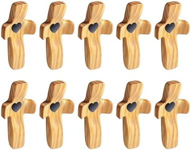 Yookin Olive Wooden Cross Fidget for Pocket Prayers Comfort Stress Relief Cross for Clutching, Clinging(Olive 10pcs)