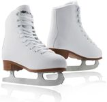 WELLWON Figure Ice Skates for Women Girls Lace-Up Adult Figure Skate Ice Hockey Skates for Outdoor and Skating Rink, White