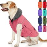 EMUST Dog Jackets for Winter, Cold Weather Coats for Dogs, Soft Winter Jackets for Medium Large Dogs, Dog Winter Vest for Small Medium Large Dogs, Pink, L