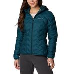 Columbia Women's Delta Ridge Down Hooded Jacket, Hooded Puffer Down Jacket, Night Wave, Size M