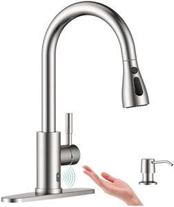 APPASO Touchless Kitchen Faucet with Pull-Down Sprayer, Kitchen Sink Faucet Touchless Brushed Nickel, Single Handle Hands-Free Motion Sensor Faucets Suitable for 1 or 3-Hole Sink, Stainless Steel
