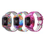 MoKo 3-Pack Strap Compatible with Garmin Vivofit jr. 3 Fitness Tracker for Kids, Soft Silicone Adjustable Replacement Band Wristband Bracelet, Starry Sky & Painting & Peacock