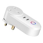 Smart Plug Smart Socket with 2 USB Ports - 16A Mini WiFi Outlet Compatible with Alexa, Google Home,Wireless Socket, Remote Control Timer Socket USB Mains for Home Office No Hub Required 2.4Ghz Only