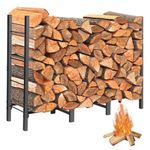 4ft Firewood Rack Outdoor Indoor Holder for Fireplace Wood Storage, Firewood Storage Brackets Kit, Heavy Duty Logs Stand Stacker Holder for Outdoor Indoor Patio Deck wood storage firewood rack