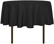 sancua Round Tablecloth - 48 Inch - Water Resistant Spill Proof Washable Polyester Table Cloth Decorative Fabric Table Cover for Dining Table, Buffet Parties and Camping, Black