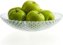 SHYONA Decorative Glass Bowl as a Fruit Bowl, Glass Plate for Dining Table Serving Dry Fruits, Crystal Bowl for Home Decor Table, Glass Fruits Bowl Tray (22 x 4 cm) (Fruits Bowl Tray)