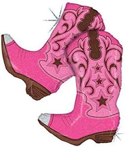 Dancing Pink Cowgirl Boots Jumbo 36" Foil Party Balloon