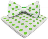 Vittorio Farina Polka Dot Bow Tie & Pocket Square Set (White & Green)