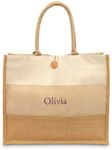 Weddingstar Large Personalized Reusable Fabric Beach Tote Bag - Burlap Ombre