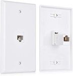 Cable Matters 2-Pack 1-Port Ethernet Wall Plate (Cat6 Wall Plate, Cat5e Ethernet Wall Outlet) in White with White Ethernet Keystone Jack