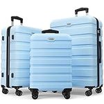 Luggage Sets 3 Piece AnyZip PC ABS Hardside Suitcase with 4 Universal Wheels TSA Lock Carry On 20 24 28 Inch (Light Blue)