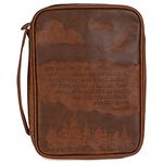 Wings Of Eagles Scripture Natural Brown Large Vinyl Bible Cover With Handle