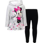 Disney Minnie Mouse Toddler Girls 2-Piece Fleece Ruffle Hoodie & Legging Set, Grey 3T