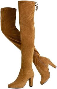 Vepose Women's Over The Knee Boots, 3.7" Inch Long Thigh High Boot, 993 - Khaki Suede, Size 10 US - High Heel with Inner Zipper (CJY993 Khaki 10)