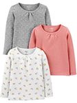 Simple Joys by Carter's Toddler Girls' Long-Sleeve Tops, Pack of 3, Pink, Floral, 5T