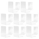 8 Pairs Clear Acrylic Bookends, MSDADA Book Ends for Shelves, Anti-Slip Book Organizer Book Holder Book Storage Bookshelf Decor for Bedroom Desktop School Library Office Supplies Books Shelf Dividers