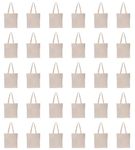 KERAYZE 30 PCS Canvas Bags Canvas Tote Bags with Long Handles Reusable Grocery Bags (16"x15", 5 oz)