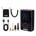 AGARO Regal New Portable Tyre Inflator for Cars & Bikes, 18L/min of Airflow, Upto 150 PSI, 4000 mAh (2 * 2000) Batteries, LED Flash Light, Rechargeable Type C Port, Digital Display, Multiple Nozzles