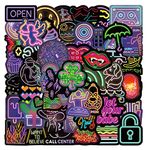 100pcs Neon Stickers, Vinyl Waterproof Neon Sign Light Style Cool Stickers Pack for Water Bottle Laptop Phone Computer Luggage Guitar, Neon Decals for Kids Teens Adults(Neon Stickers)