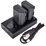 DSTE 2X LP-E6 + Dual LCD Battery Charger Compatible with Canon EOS 90D 5D Mark II III 7D 60D 60Da 70D 80D 7D Mark II III XC10 EOS R BMPCC 4K BMPCC 6K BG-E22 as LP-E6N