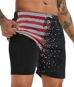 APTRO Men's Swim Trunks with Compression Liner 5 Inch Bathing Suit Beach Swimsuits #C358 S