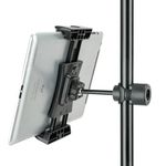 Tablet Mount Holder for Mic Stand, Adjustable Microphone Music Stand iPad iPhone Holder Fits Devices from Screen Size 4.7 to 12.9in Tablets & Smartphones