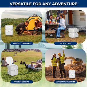 SereneLife Portable Camping Toilet 22L – Leak-Proof Cassette Porta Potty, White