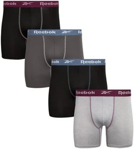 Reebok Men's Underwear - Performance Boxer Briefs (4 Pack), Size Medium, Black/Charcoal/Grey