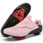 DARIBOM Unisex Cycling Shoes Compatible with Peloton Shoes Indoor Road Bike Riding Shoes for Men and Women Pre-Installed with Delta Cleats Clip Outdoor Pedal, Pink, 11 Women/9 Men