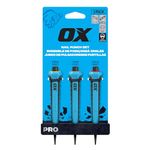 OX Pro Nail Punch 3 Pack Set (0.8mm, 1.6mm, 2.4mm), Forged Hardened Steel, Non-Slip Handles, Hexagonal Anti-Roll Design for Stability, Colour-Coded Centre Punch Set