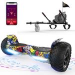 RCB Hoverboard and Kart Bundle for Kids with Hoverkart Set，SUV Hoverboard with APP Control, All Terrain 8.5 '' Hummer with Bluetooth for Self-Balanced Hoverboards, Gift for Kid and Adult