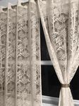 Fabrilia Sheer Net Semi Transparent Grommet Decorative Curtains for Window 5 Feet Long Set of 2, Cream