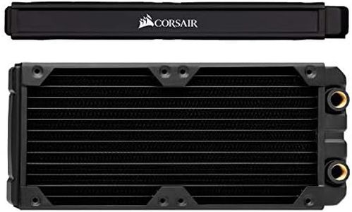 CORSAIR Hydro X Series XR5 240 mm Water Cooling Radiator (Dual 120 mm Fan Mounts, Easy Installation, Premium Copper Construction, Polyurethane Coating, Integrated Fan Screw Guides) Black