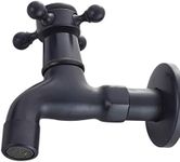 KUNGYO Vintage Cold Water Tap with Single Cross Handle G1/2 Interface - Wall Mounted Sink Tap for Bathroom Lavatory Garden(Black ORB)
