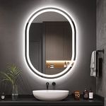 Dripex 50×70cm Oval LED Bathroom Mirror with Light, Illuminated Wall Mounted Vanity Mirror, Anti-fog, 3 Colors Dimmable Light, Memory Function, IP44, Demister Mirror with Backlit Lights for Bathroom