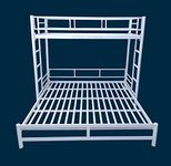 S. K. MODERN ART Bunk Bed for Adults Metal Frame Powder Coated (Single Over King Size, 3 x 6 feet + 6 x 6.5 feet, White)