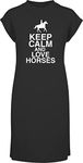 Hippowarehouse Keep Calm and Love Horses t-Shirt Dress Women's Adults Nightie Nightdress Black