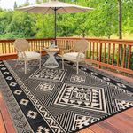 HiiARug Outdoor Rug Reversible Mats Plastic Straw Rug Modern Area Rug Large Floor Mat and Rug for Outdoors RV Patio Backyard Deck Picnic Beach Trailer Camping(6'x9' Black)