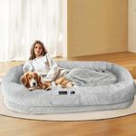 L&W BROS. Human Dog Bed for Adult Premium Orthopedic XL Dog Bed with Memory Foam and Faux Fur Cover 71" X47"W X12 H Extra Large Dog Bed Ultimate Comfort for You and Your Furry Friend (Light Gray)