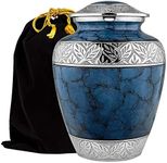 Heavenly Peace Lovely Dark Blue Adult Cremation Urn For Human Ashes - This Beautiful Large Urn is Perfect to Honor Your Loved One - A Warm Comforting Place For Your Cherished Remains - with Velvet Bag