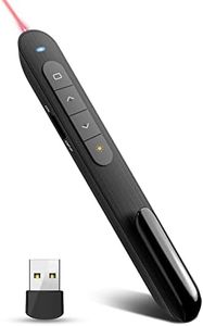 Presentation Clicker PowerPoint PPT Clicker with Laser Pointer, RF 2.4GHz Wireless Presenter Remote Clicker for Powerpoint Presentations for Mac, Keynote, Computer, Laptop