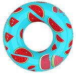 MoKo Watermelon Inflatable Pool Floats for Kids Adults, 30.7" Diameter Swim Rings Swimming Pool Float Tube Cute Round Swimming Tube Water Fun Beach Pool Toys with Repair Patch for Summer Party - Green