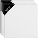 Belle Vous 50x50cm Blank Artist Canvas (4 Pack) - Large Stretched Acid-Free Cotton Canvases 15mm Thick - Framed 280GSM Double-Primed Fine Grain Canvases for Acrylic/Oil Painting, Drawing & Sketching
