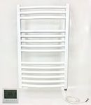 Greened House Milano WHITE Curved Electric Towel Rail W500mm x H800mm Curved Electric Towel Radiator With Timer