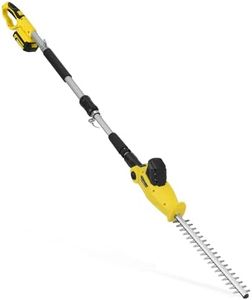 Cordless Pole Hedge Trimmer, PHIWOS 2.0Ah Battery and Charger Include – Electric Hedge Cutter with Telescopic Extendable Reach – Dual Action Blades, 90º Adjustable Trimmer (1Battery)