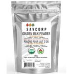 390g (Up to 130 Servings) - 100% ORGANIC Certified GOLDEN MILK MIX | TURMERIC LATTE Powder Blend | Made with SUPERFOODS and premium quality spices : Turmeric (Curcumin), Ashwagandha, Ginger, Cinnamon, Cardamom, Black Pepper | for Lattes, Smoothies, Relaxing Teas and Baking | Sugar Free, Non-GMO, Vegan, Keto, Caffeine Free