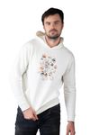 OFU Men's Classic Fit One Liner Art Hoodie, 100% Cotton Full Sleeve Fleece-Lined, DTF Print Tee_Off White_2X Large