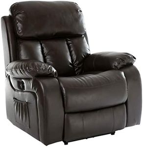 More4Homes CHESTER ELECTRIC HEATED MASSAGE RECLINER BONDED LEATHER CHAIR SOFA GAMING HOME ARMCHAIR (Brown)