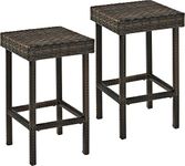 Crosley Furniture Palm Harbor Wicker Counter Height Outdoor Bar Stools, Set of 2, for Backyard, Patio, Deck, Brown